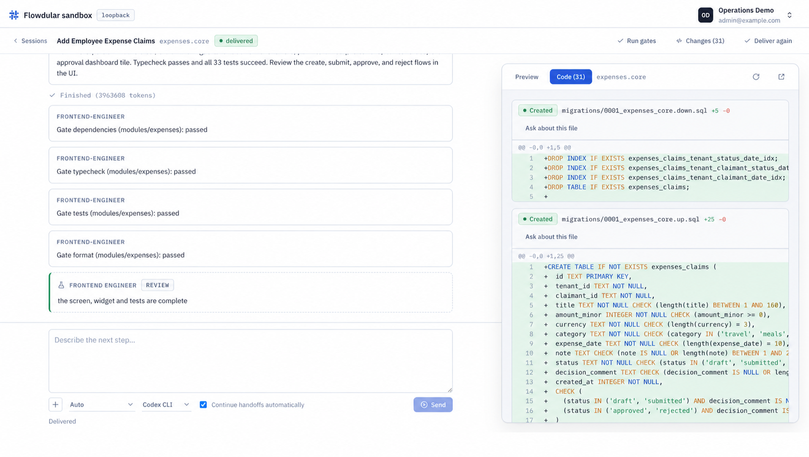 Flowdular sandbox: passing gates beside the diff of a new module
